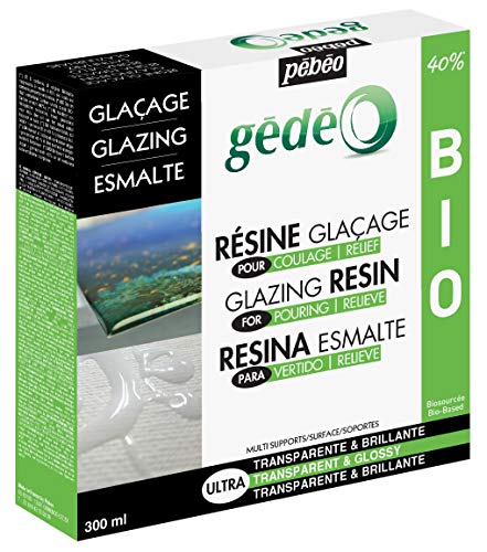 PEBEO Clear Kit-High Shine, Semi-Liquid Gloss, Eco-Friendly Formula, for Casting Moulds, Table Tops, Crafting Supplies, 300 ml, Gedeo Bio Glazing Resin, Transparent