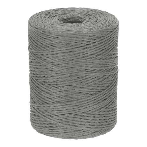 Image of PATIKIL Natural Cotton Raffia Yarn 328 Yard, Crochet Raffia Paper Ribbon for DIY Sun Hat Beach Bag Crochet Yarn Wrapping Knitting, Dark Gray