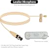 Micrófono de solapa YXG, omnidireccional de condensador, compatible con transmisor de cuerpo Shure, color beige, con cable de 1.45m y conector Mini XLR de 4 pines TA4F 3