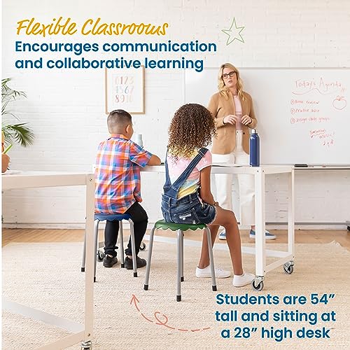 Image of ECR4Kids Daisy Stackable Stool with Glides Seating Set, Flexible Seating, Earthtone, 8-Piece