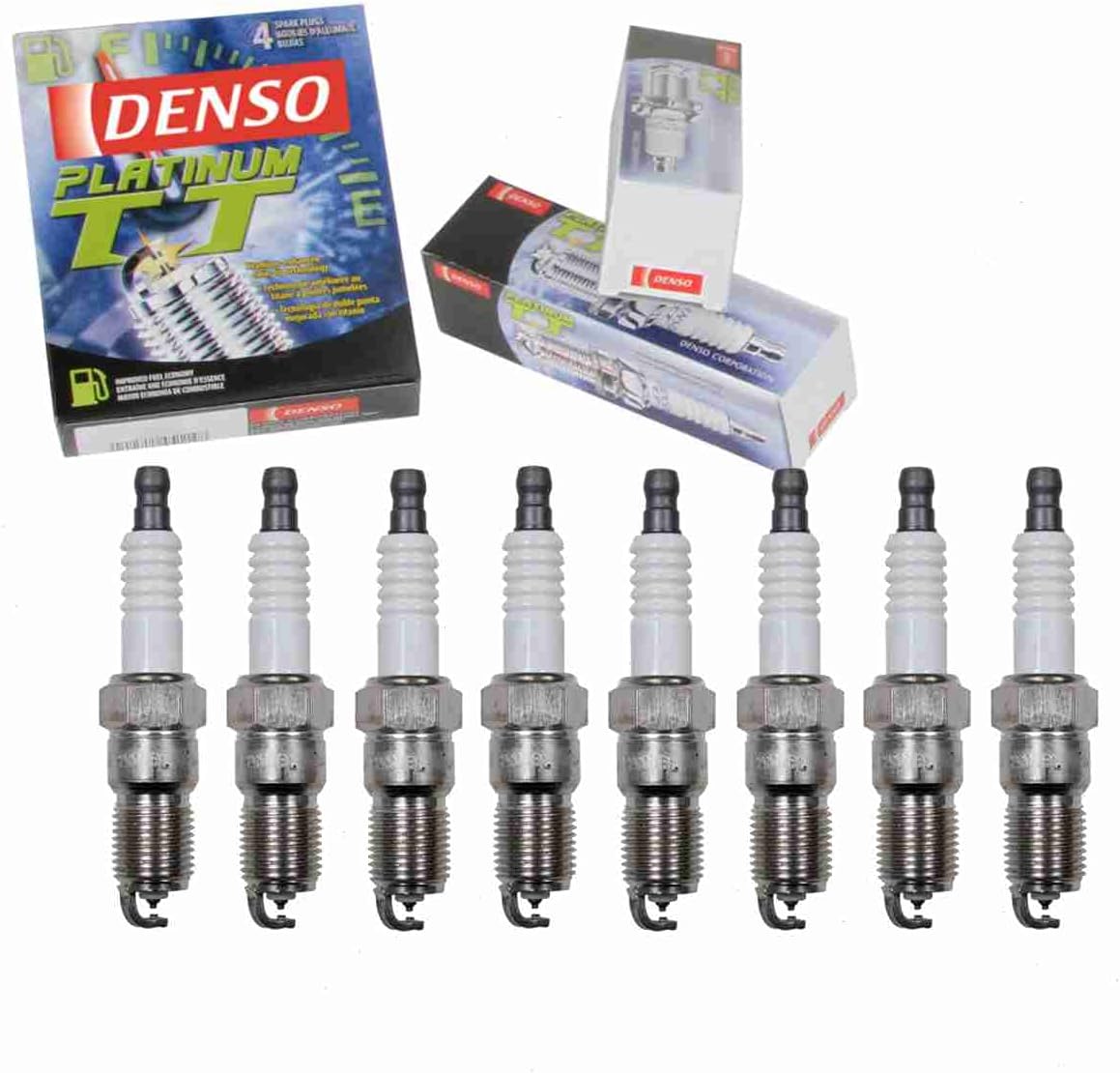 8 pc DENSO Platinum TT Spark Plugs compatible with Cadillac Fleetwood 4.1L 4.5L 4.9L 5.7L V8 1982-1996