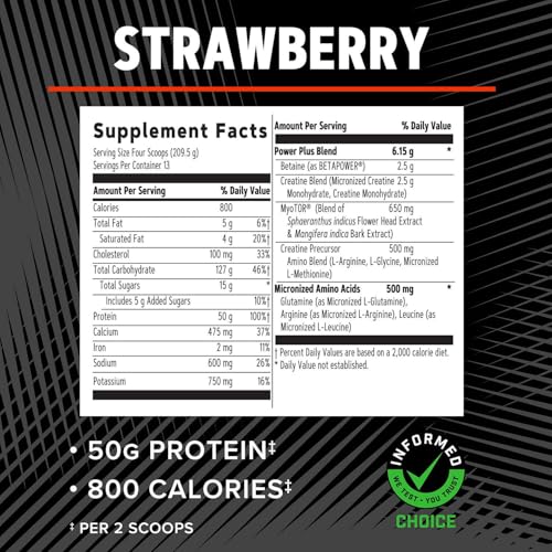 GNC AMP Mass XXX, Clinically Proven Weight Gainer Protein Powder, Improves Strength and Size, 780 Calories, 50g Protein, Micronized Amino Acids, Creatine, Betaine, Strawberry, 13 Servings, 6 Pounds - Image 6