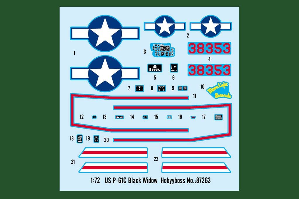 Hobby Boss 087263 1/72 P-61C Black Widow - Modellino di ferrovia in plastica, accessori per modellismo, multicolore