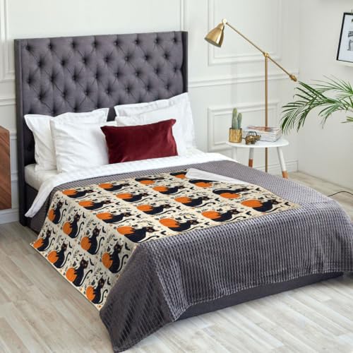 Manta con diseño de gato de Halloween cobija mullida decorativa para cama y sofá 3