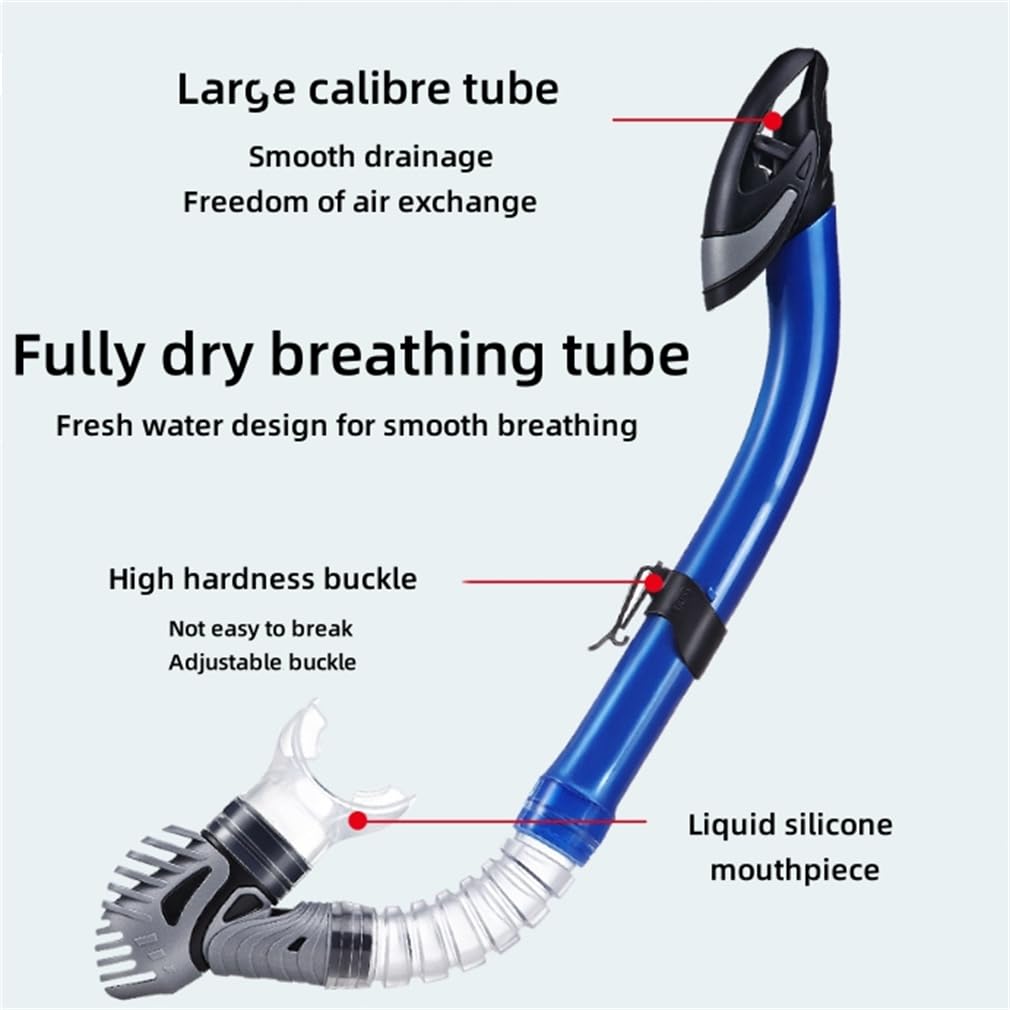 Attrezzatura da snorkeling da viaggio per adulti, con boccaglio Dry Top e borsa per attrezzi, occhiali in vetro temperato e silicone morbido, set di maschera da snorkeling per snorkeling