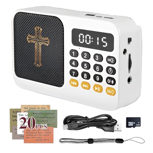 KJV Audio Bible Player King James Version Electronic Bible New and Old Testament Talking Audio Bibles for Seniors Christian Gift for Mother Father Grandma(White)
