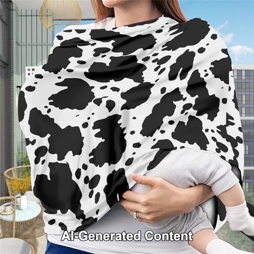 Image of ZFRXIGN Cow Print Car Seat Cover for Baby Girls Boys Carrier Stretchy Carseat Cover Multiuse Nursing Covers Black and White,Shopping Cart /High Chair /Stroller Covers Animal Striped Western