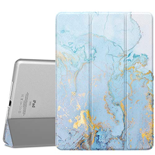 MoKo Compatible con iPad Air 2 Funda, Delgado y Ligero Protector con Magnética Función de Cargar/Par y Auto Sueño/Estela - Marble Blue Gold