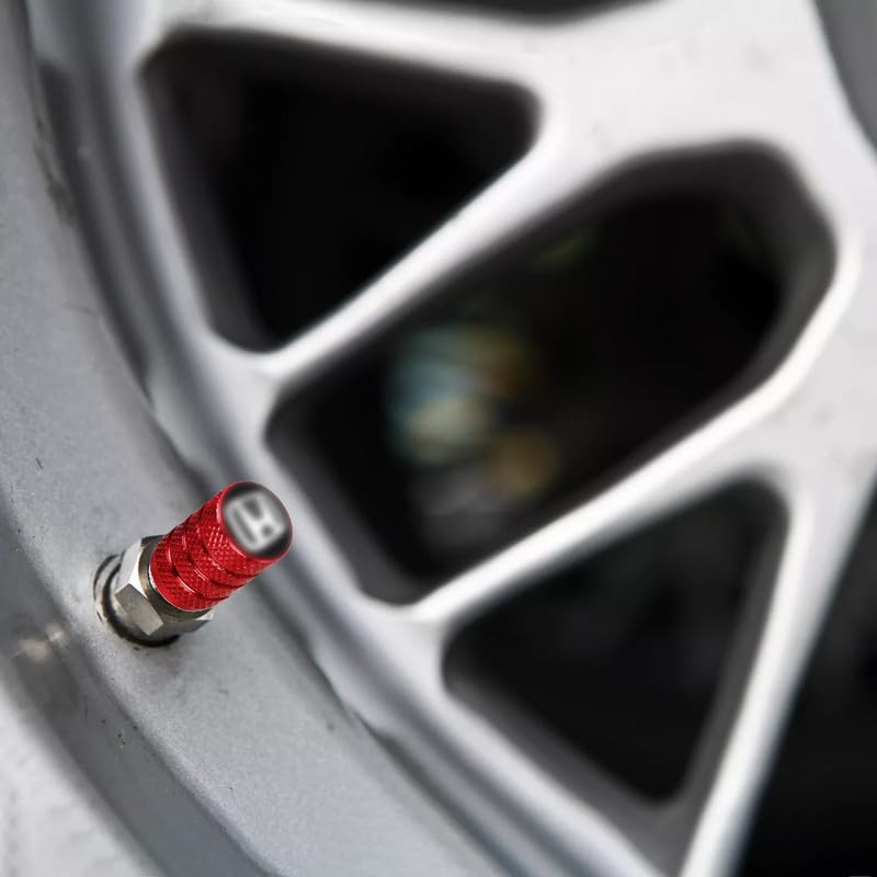 Image of CONTACTS Compatible with Hon-DAA 4pcs Red Car Tire Valve Stem Caps, Universal Wheel Air Dust Covers, Aluminum Tyre Rim Ventil Accessories