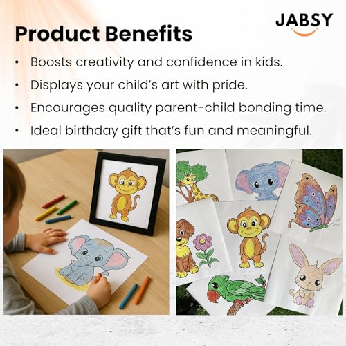 Image of Kids Art Frame with Storage - 7x7 Inch Wooden Display for Drawings, Easy Open Front, Wall-Mountable Memory frame, Artwork Display Frame, Kids Room Decor, School Picture Holder