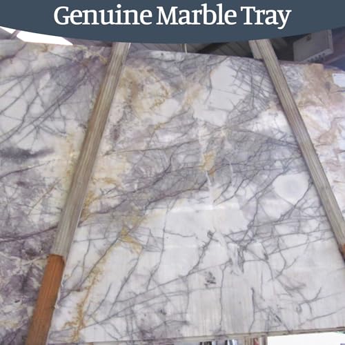 Image of Koville Natural Marble Tray, 12 inchx6 inch Decorative Tray for Countertop, Catchall for Perfume, Candles, Jewelry Dish Milas Lilac