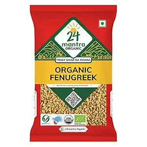 24 Mantra Organic Fenugreek Seeds/Methi Dana/Menthi Ginja - 100gms | Pack of 1 | 100% Organic | Chemical Free & Pesticides Free