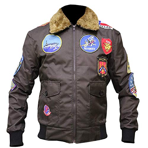 Top Gun Tom Cruise Jet Fighter Pilot Maverick Bomber Cordura Jacket,XXS-5XL (X-Small (36-37) Chest, Brown)