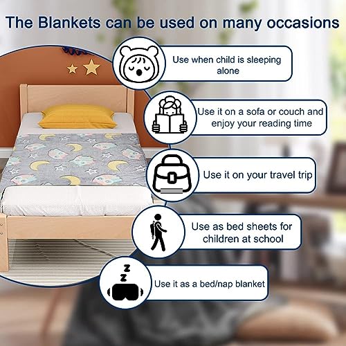 Image of Happy Hues Glow in The Dark Blanket Unicorn-70 x 60 inch / 180 cm x 152cm -Bedroom Decor- Kids-Teens Boys & Girls Travel Lightweight -Throw Blankets Soft Cozy Fluffy (Grey, Throw)