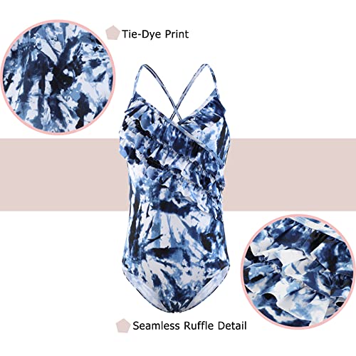 Image of Girls One Piece Swimsuits Hawaiian Ruffle Swimwear Beach Bathing Suit for Summer Vacation