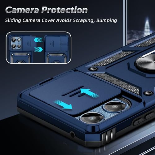 LeYi for Motorola Moto G-5G 2025 Case, Moto G 2025 Case with Slide Camera Cover and Screen Protector, Heavy Duty Protective Cell Case Cover with Magnetic Ring Kickstand for MotoG 2025, Blue - image 3
