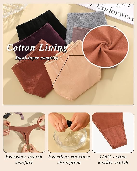 Image of READY TO LOVE Cotton Underwear Women 6 Pack Sexy Breathable Thongs Panties