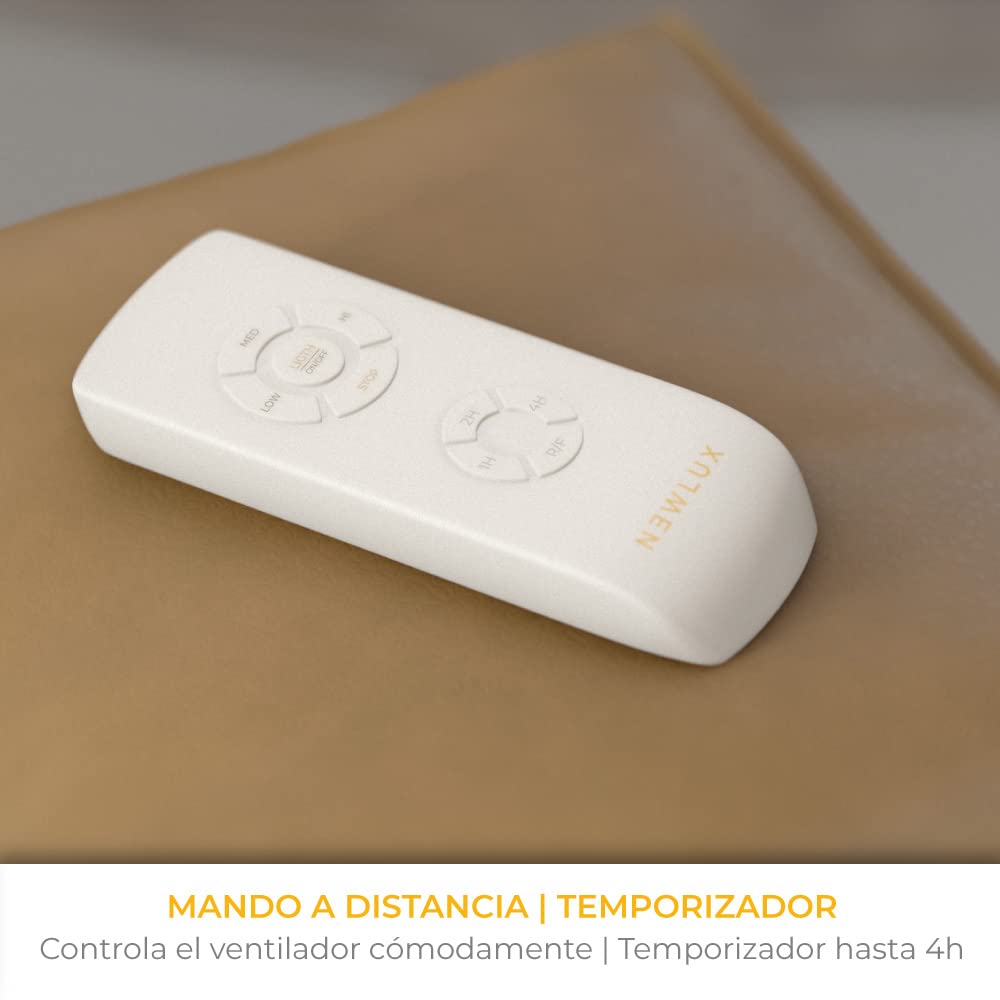 Newlux - Ventilador de Techo con Luz y Mando a Distancia Roof W420 con 3 Aspas (Ø106cm), Funcion Inverter, Programable 4h y 3 Vel. Motor de Cobre 60W y Área de cobertura 35m2 | Incluye Kit de Montaje