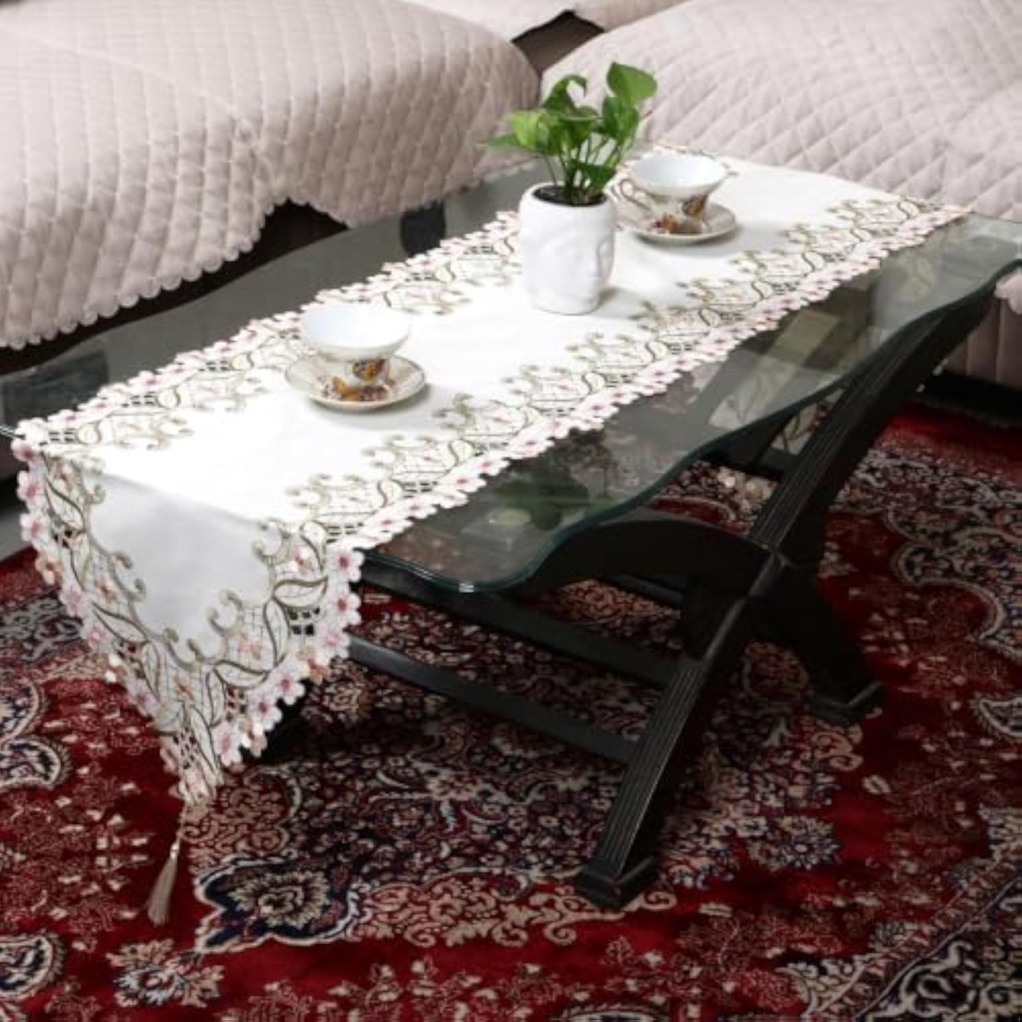 Satin Work Dining Table Runner for Coffee Table & Home Décor