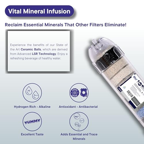 Image of 8 inch Transparent Alkaline and Mineral Water Filter Cartridge for Ro Water Purifier with antioxidant