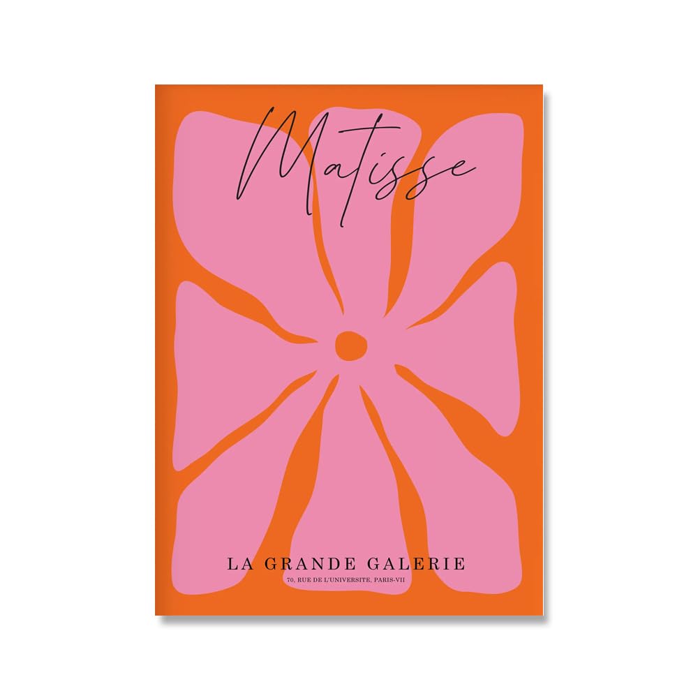 QSDTGHUIKP Henri Matisse Poster Pink Orange Flowers Canvas Painting Henri Matisse Prints Exhibition Wall Art for Home Wall Picture Decor 16x24inx1 Frameless