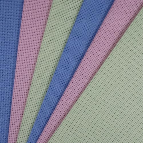 Image of KCS 6 pc of 12 inch x 18 inch(30cmx45cm) 14CT Counted Cotton Aida Cloth Cross Stitch Fabric (Light Blue+Pink+Light Green)
