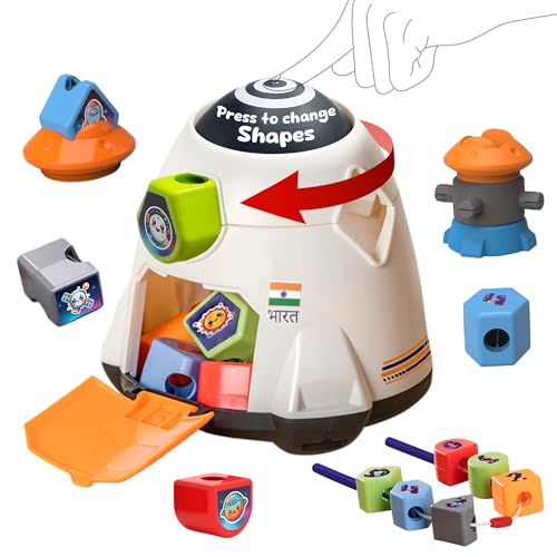 Image of Space Shape Sorter with Changing Shape | Unique Space Theme Stackable Blocks Toy | Activity Toy for 2 Year Kid | Indian Space Theme Inspired | Made in India, 26 Pcs