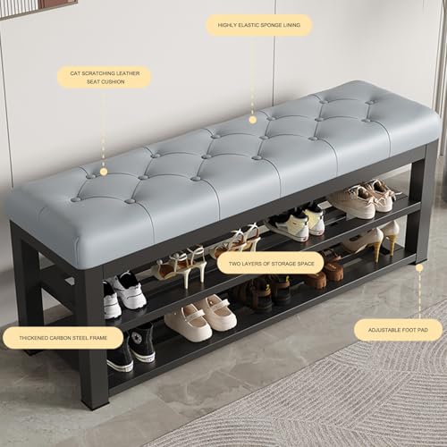 Banc à chaussures rembourré pour optimiser l'espace du salon et couloir - 4