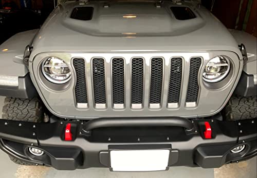 Kuafu Grille Winch Brush Guard Compatible With 2018-2023 Jeep Wrangler Jl, 2020-2023 Jeep Gladiator Jt Replacement For Part Number 82215351 Steel Black #TOP1