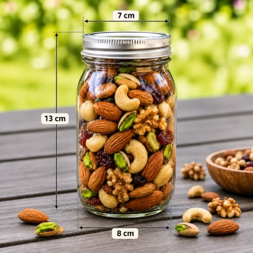 Image of STAR WORK- 500 ml Ball Regular Mouth Mason Jars Airtight lids and Bands. For Canning, Fermenting, Pickling - Store & Decor (5) Container