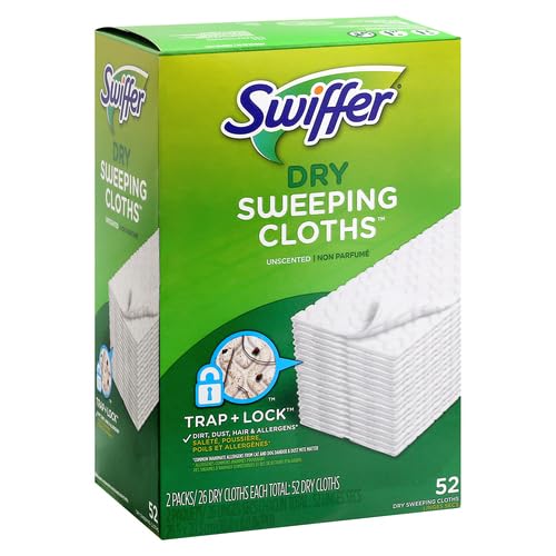 Image of Swiffer Sweep + Mop,Dry Pads Refill,Floor Cleaner for Dirt,Dust,Hair,Cleaning Cloths for Mopping Home,Bathroom,Kitchen,Dust Mop,Floor Duster,Unscented,52ct,(Pack of 3)