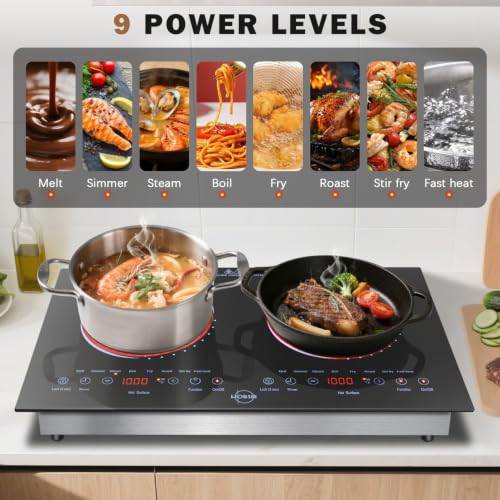 Image of Hobsir 2 Burner Electric Cooktop 110V with Plug, Total 2000W Shared Power