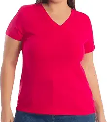Blusa Básica Feminina Plus Size Viscolycra Decote V - Toque Macio, Modelagem Confortável e Secagem Rápida