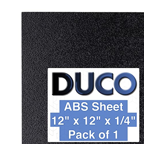 Duco ABS Plastic Sheet 1/4' (6mm) Thick 12' x 12' - 1 Pack of USA-Made Textured & Matte ABS Black Sheet - Heat Moldable Plastic Panel for Home Decor, Crafts,...