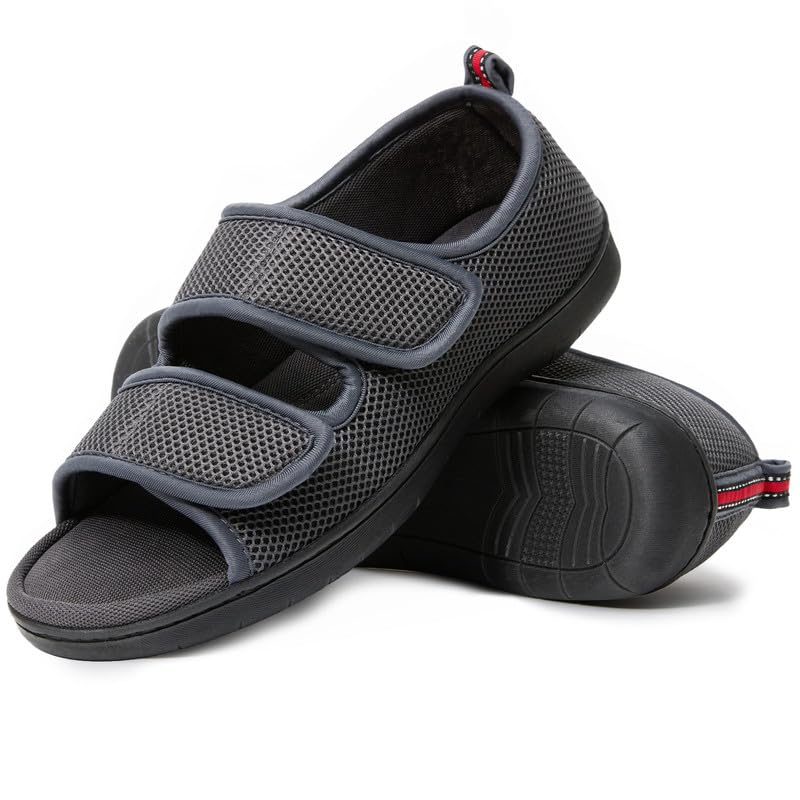 Arch Support Mesh Adjustable Diabetic House Shoes Open Toe Closed Back Slip-on Indoor Slippers for Men and Women Outdoor