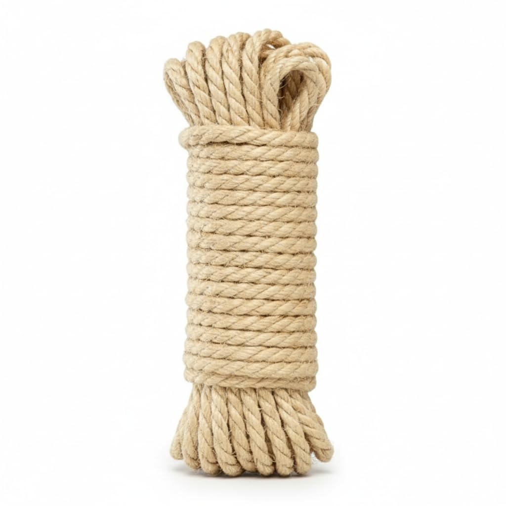Natural Sisal Rope – 6mm 8mm 10mm 12mm – 10m 20m 30m 50m Lengths – 3 Strand Twisted Fibre Rope for Cat Scratching Posts, DIY & Garden – Fast UK Delivery (8mm x 30m)