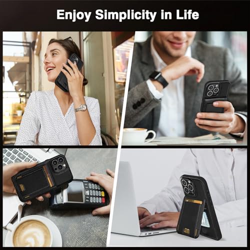 Image of LOHASIC for iPhone 16 Pro Max Wallet Case with Card Holder, Leather, Black