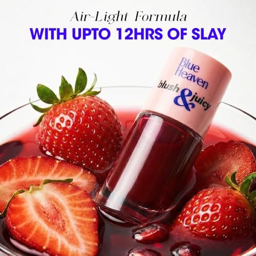 Image of Blue Heaven Blush & Juicy Lip & Cheek Tint Infused with Pomegranate & Strawberry Extract | Multipurpose 3 in 1 Lip Tint | Long Lasting, Water Proof & Hydrating Liquid Blush, Watermelon Juice, 9ml