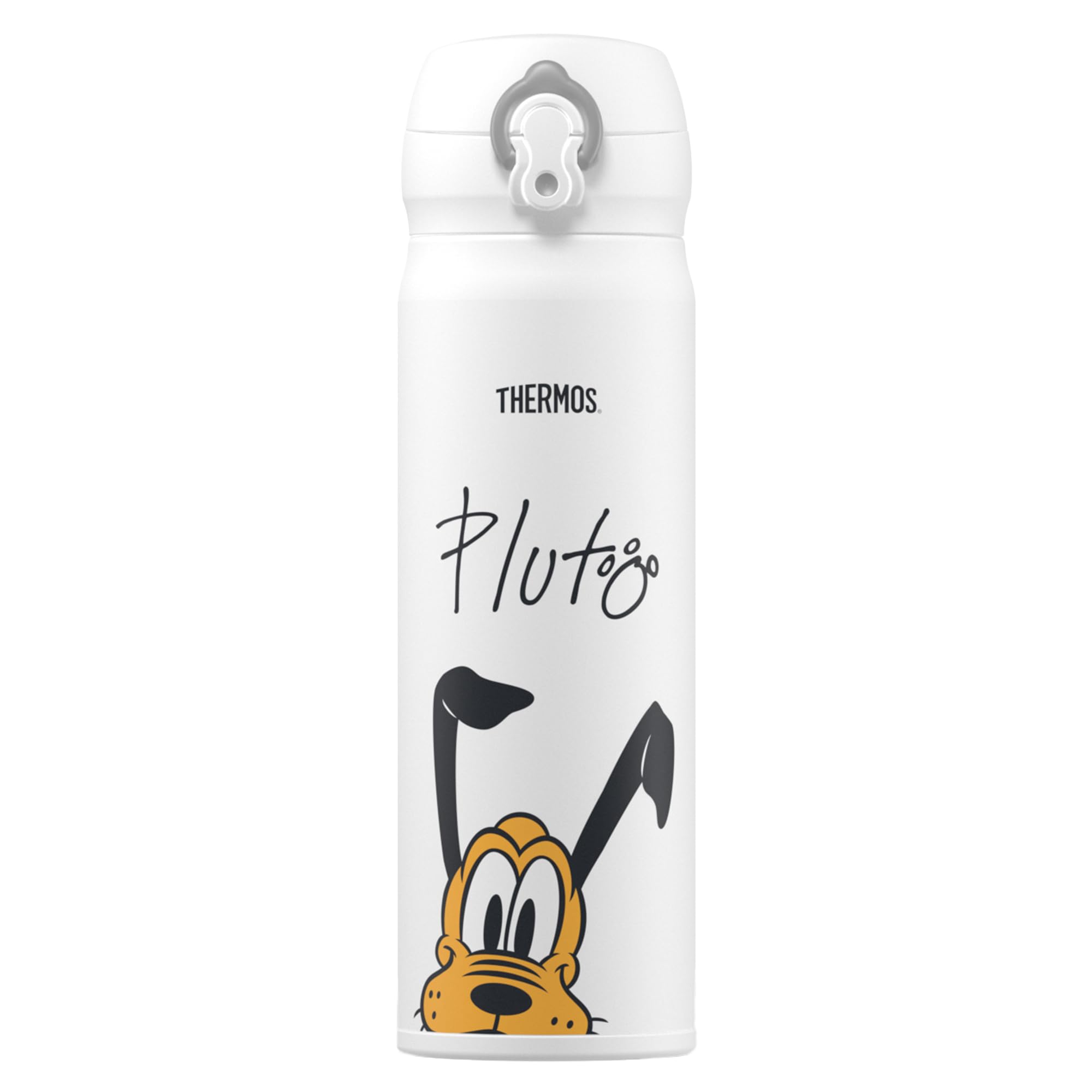 Thermos - Disney Pluto Signature Direct Drink Flask (470ml) Reusable Insulated Stainless Steel Thermal Coffee Cup, Hot or Cold Drinks, Vacuum Sealed Water, Leak-Proof Lid, 10hr Hot/24hr Cold