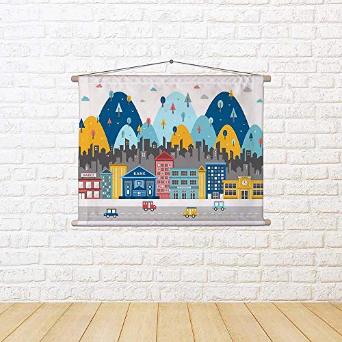 ArtzFolio Colorful City Street Scene In Flat Design Style Canvas ...