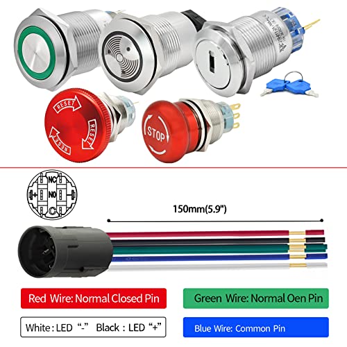 Rotary Switch 19Mm 3 Positions With Blue Led Light 12~24Vdc Maintained Latching Select Selector Switch 250V Waterproof 2No 2Nc (19Mm 3 Positions, Blue) #TOP4