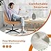 Sweetcrispy Criss Cross Chair Legged, Armless Office Swivel Desk Chair No Wheels, Vanity Height Adjustable Wide Seat Faux Leather Computer Task Seating for Home Bedroom