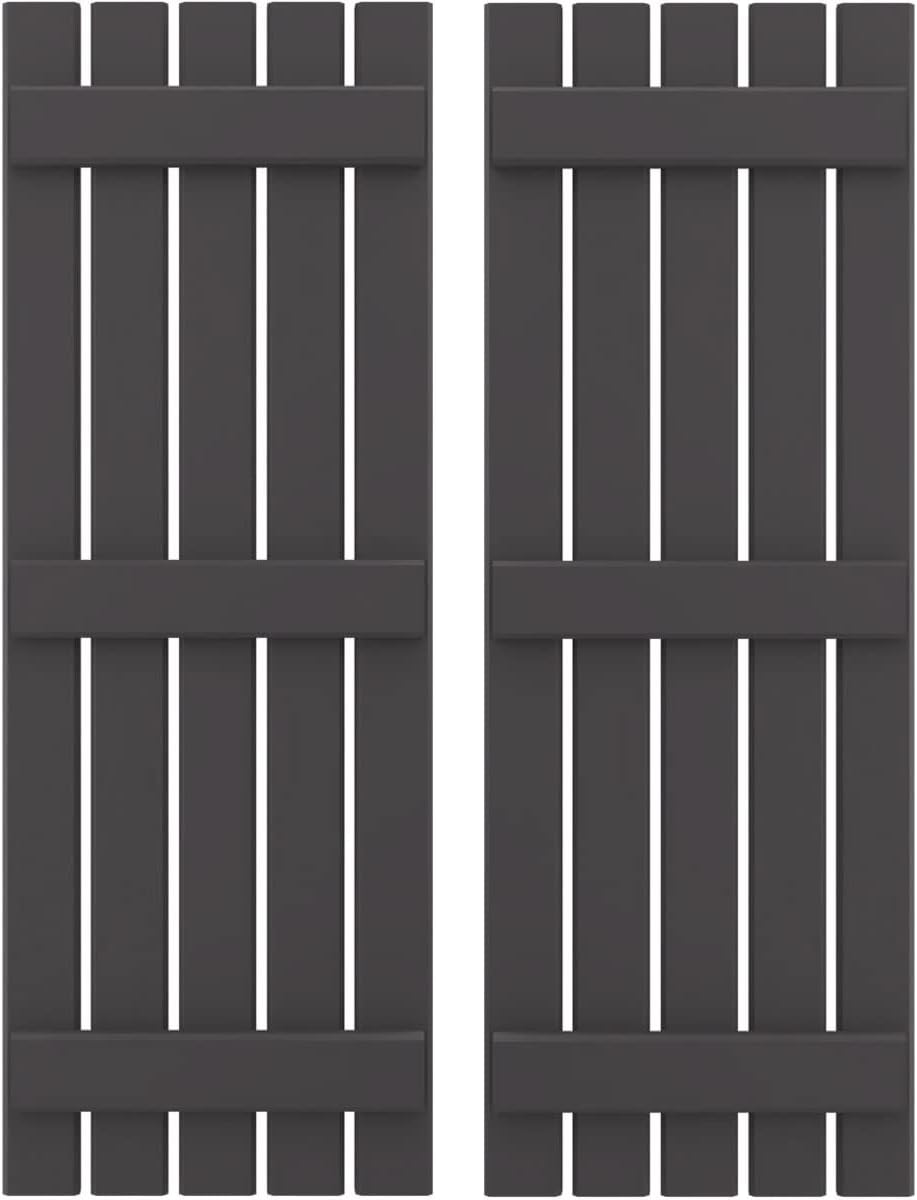 Ekena Millwork ARW401SB519X61SMH Americraft Five 3 Exterior Real Wood Spaced Board-n-Batten Shutters (Per Pair), Shadow Mountain