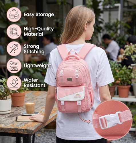 Image of ADSON kawaii Girls Travel School Bag|Backpack Of Large Capacity Aesthetic Stylish Girls Korean Laptop Bag Rucksack for School |College Bags Cute Bookbag for Teens Water Resistance 18 Inches