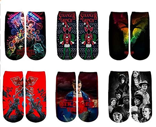 novelty socks 3D Printed Socks Funny Crazy Ankle short Socks Value 6 pairs Pack (WW-12)