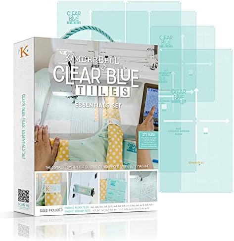 Kimberbell Clear Blue Tiles: Essential Set (32 Pcs & 372 Embroidery Files) - Complete System for Quilting On Your Home Embroidery Machine, Custom Block-by-Block Quilting & Allover Quilting Designs