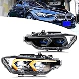 New Accessory Compatible with BMW 3-Series F30 2013 2014 2015 Full LED Headlights with Sequential Turn Signal Dynamic Animation Front Lamps Assembly [Halogen Model & Non-AFS Type Only]
