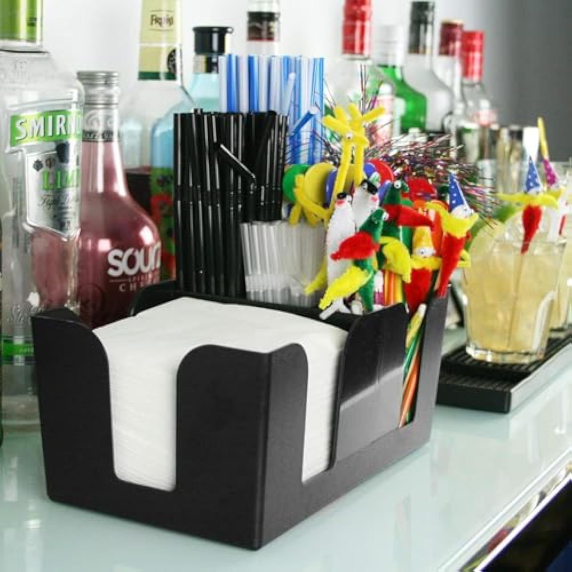 Bar Organizer with 6 Compartments, Black