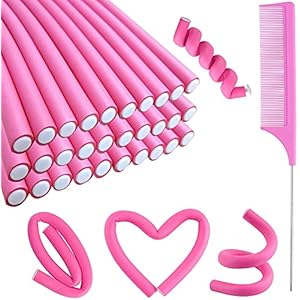 30PCS 9.45″ Flexi Rods Curlers Set for Short and Long Hair, No Heat Foam Rollers with Steel Comb Buytta