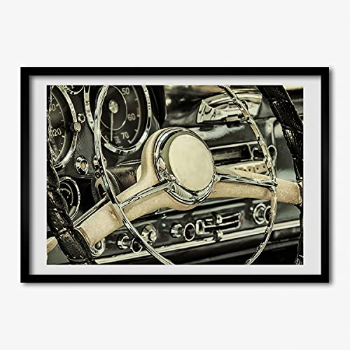 Affiche Peinture Volant Cabriolet avec Cadre en Bois Moderne 70x50 cm Tulup Décoration